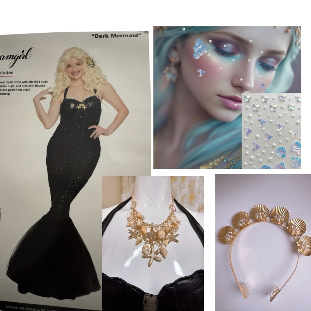 Dark Mermaid set of 6 Halloween costume size M